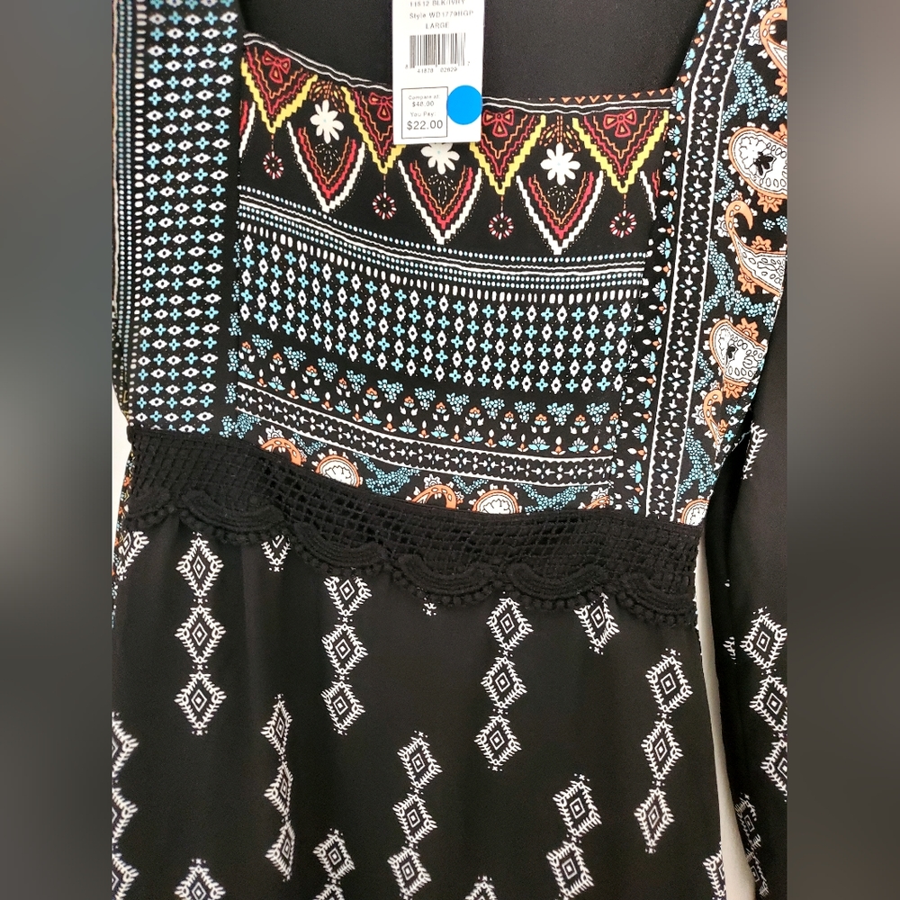 BLACK PATTERNED DRESS - Picture 2 of 4